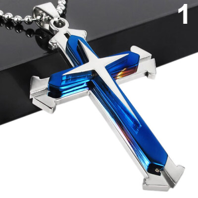 

Mens Fashion Cross Pendant Stainless Steel Chain Necklace Jewelry Charm Gift