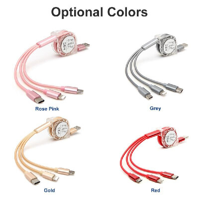 

3in1 USB Charging Cable for iPhone X876s5s for Samsung Huawei for Type-C Micro USB Charging Cable For iPad 1m Charging Cable