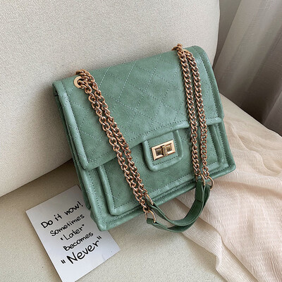 

Qiao Bani 2019 new European&American style fashion super fire PU rhombic chain flip cover bag shoulder diagonal trend handbags