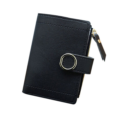 

Fashion Women Solid Color Faux Leather Small Wallet Zip Buckle Coin Cards Purse