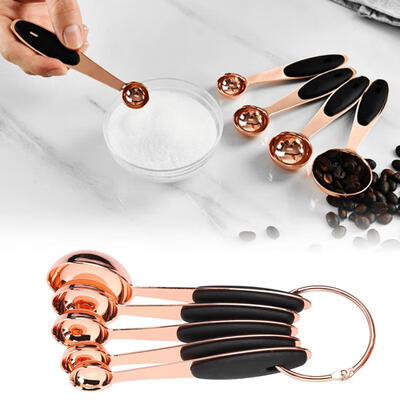 

Greensen 5pcs Rose Gold Food-grade Stainless Steel DIY Cake Measuring Spoon Set DIY Cake Accessories Spoon Set Measuring Spoon