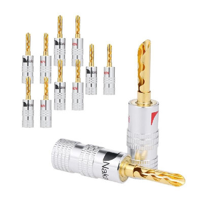

24K Gold Plated Copper 4mm Banana Plug Black & Red Speaker Connector Audio Amplifier