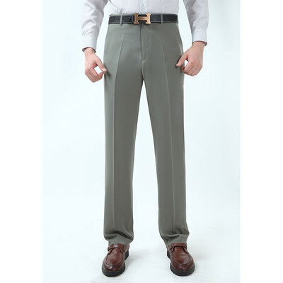 

WENGUANGUO Summer thin section pleated high waist free ironing straight loose standard version mens trousers 7943