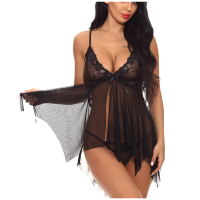 

Toponeto Women Lingerie Flower Lace Lingerie Underwear V Neck Sleepwear Strap Chemise