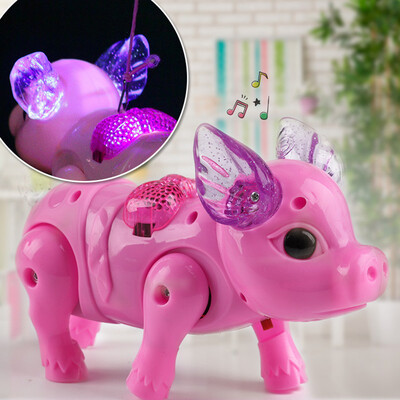 

〖Follure〗Kid Toys Walking Singing Musical Light Pig Electric Toy with Leash Interactive