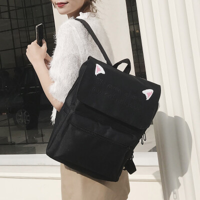 

Gobestart Unisex Cat Ear Backpack Shoulder Crossbody Bag Travel Bag Student Bag