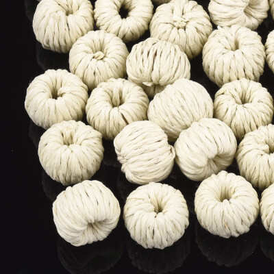 

Handmade Woven Beads Paper Imitation Raffia Covered with Wood Rondelle AntiqueWhite 1416x1113mm