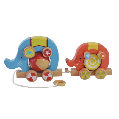

YIWULAElephant Wooden Childrens Trailer Puzzle Farm Animals Educational Toys For Kids