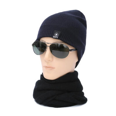 

Knitted Pure Color Fleece Lining Warm Ski Cap Men Fashion Winter Beanie Hat