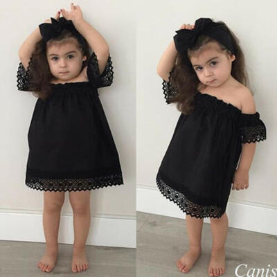 

US 2Pcs Kids Baby Girl Dress Princess Pageant Party Black Lace Tutu Dresses Sets