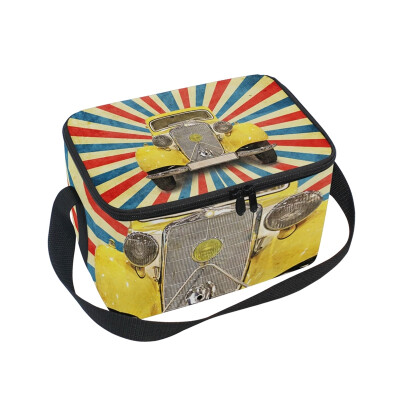 

Lunch Box Insulated Lunch Bag Large Cooler Retro Car Tote Bagfor Kids Men Women