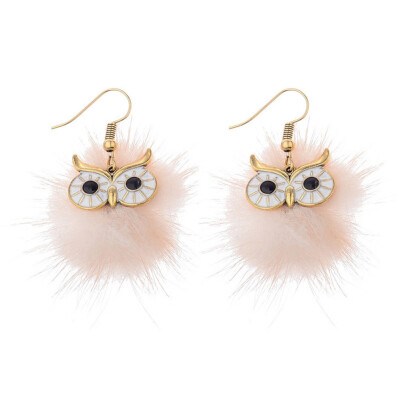 

Women Fashion Cute Earrings Fur Pompom Owl Drop Earrings Hanging For Ladies Girls Party Jewelry Accessories Ornament Gifts