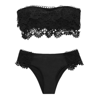 

Strapless Lace Insert Bikini Set