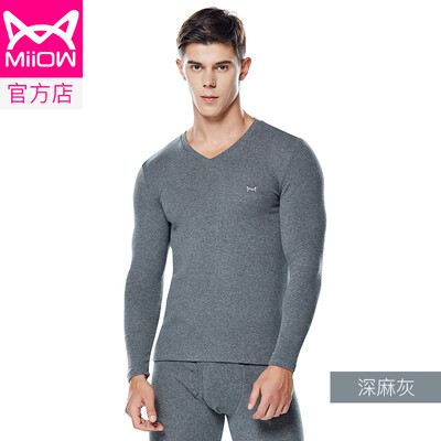 

Cat Man MiiOW thermal underwear men&women warm winter slim breathable ladies comfortable close-fitting autumn clothes long pants warm suit two-piece set of deep gray V-neck male XL