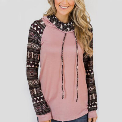

Starmoon Womens Turtleneck Tops Splice Print Shirts Tunic Long Sleeve Pullover Sweatshirt
