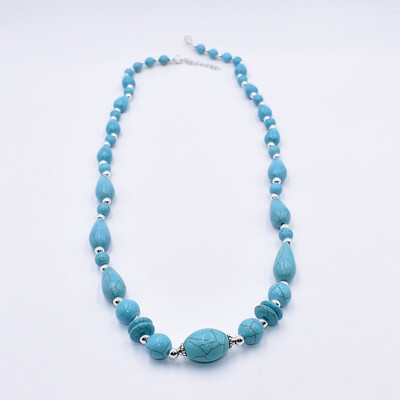 

Ladies Fashion Charm Bohemian Turquoise Beads Collar Bib Necklace Pendant Summer Women Beach Party Fine Jewelry Accessories