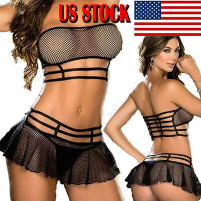 

US New-Sexy-Lingerie-Sleepwear-Lace-Women-Babydoll-Bodysuit-Nightwear Plus Size