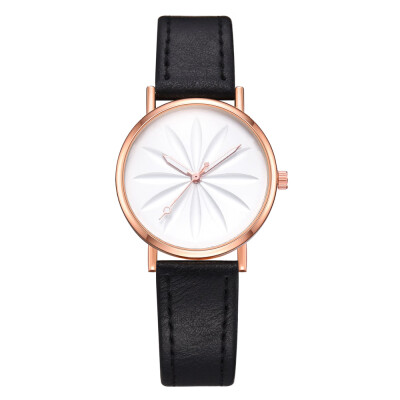 

Leisure Sun Flower Mirror Quartz Watch Fashion Print Fashion Belt Watch