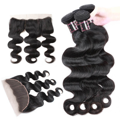 

Ishow 7A Body Wave Bundles with Frontal Closure Malaysian Virgin Hair Good Quality Bundles with Ear to Ear Lace 134 Frontal