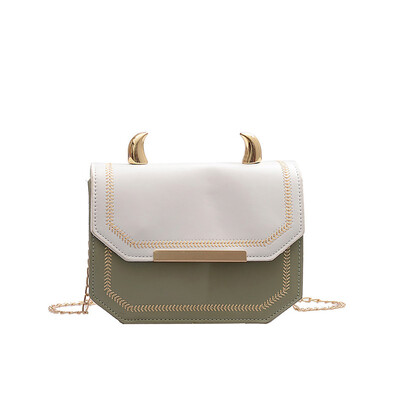 

Women PU Leather Crossbody Bag Contrast Color Messenger Bags Chain Small Square Bag Girls Handbag Bolsos Mujer T2G