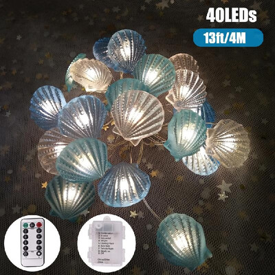 

Decorative Lamp Christmas String Lights Shell-Shape 13ft 4M 40 LEDs Copper Wire Battery-Operated with Remote-8 Modes Timer for In