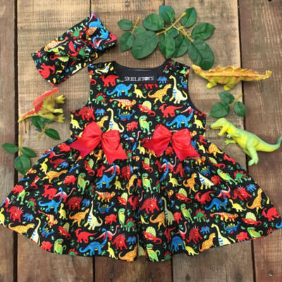 

Toddler Kids Baby Girls Animal Dinosaur Party Pageant Dress 2Pcs Clothes Casual