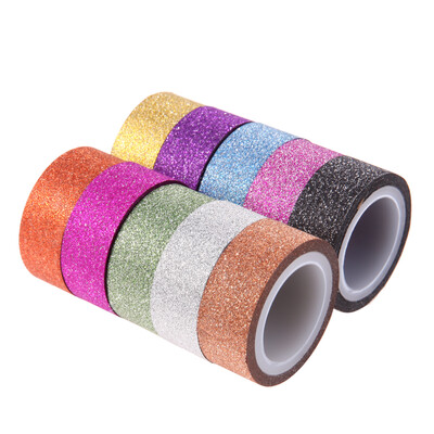 

10pcs Rainbow Glitter Masking Tape Decorative DIY Scrapbooking Adhesive