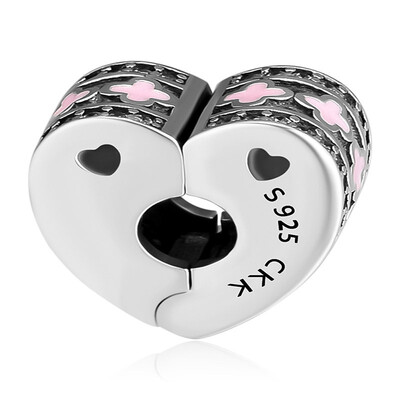 

CKK DIY 925 silver Sparkling Arcs Of Love Clip Pink Four-leaf Clover & Clear CZ CKC003 16507