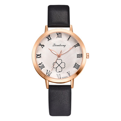 

Hot fashion fashion pu watch watch new lucky four-leaf clover watch ladies watch
