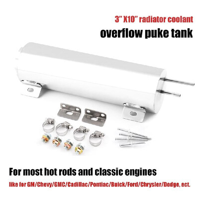 

3"x10" Universal Polished Stainless Steel 32oz Radiator Coolant Overflow Tank Bottle Catch Can