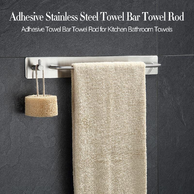 

Towel Bar Towel Rod Hook Rail Hook Rack Adhesive Stainless Steel for Kitchen Bathroom Towels