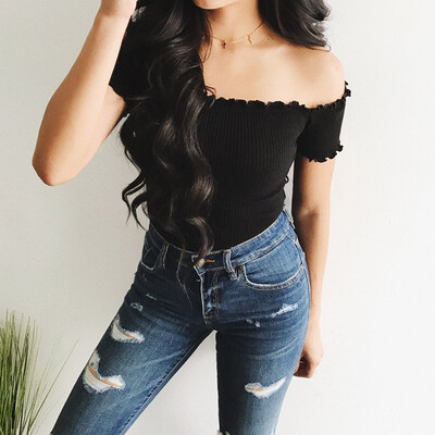

Fashion Women Casual Off Shoulder Tank Top Blouse Ladies Slim Crop Top T-Shirt