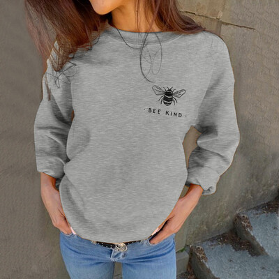 

Tailored Womens Autumn Fashion Sweatshirts Bee Kind Letter Print Casual Loose Blouses