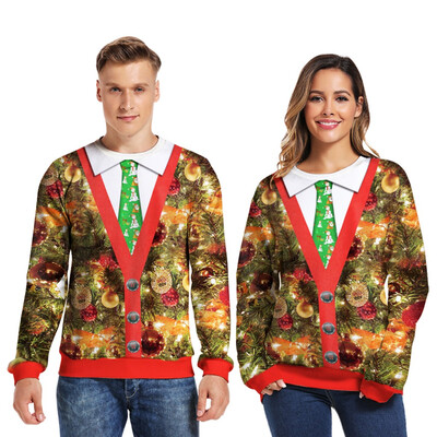 

Toponeto Couples New Autumn Winter Casual Long Sleeve Christmas Tops Blouse Sweatshirt