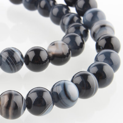 

Natural Gemstone Agate Round Bead Strands Dyed Black 8mm Hole 1mm about 49pcsstrand 1496