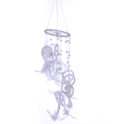 

White Polycyclic Dream Catcher Feathers Wall Hanging Home Car Decor