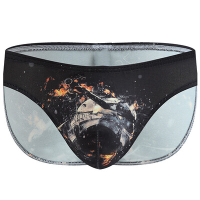

Mens Elastic Underwear Low Waist Breathable Printed Bikini Briefs Lingerie Sissy
