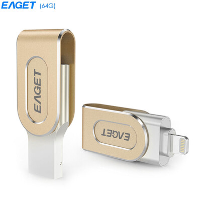 

EAGET i80 64GB USB 30 Rotation Metal OTG 8 Pin U Disk Memory Flash Drive for iPhone iPad