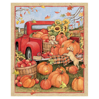 

JPGIF Fun 36x44 Panel Snowman Gifts Snow Polyester Fabric Pumpkin Car Pattern Gift