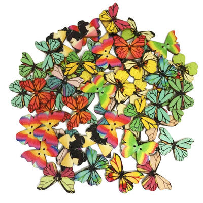 

50pcs Wooden Butterfly Sewing Buttons DIY Knitting Garment Clothes Decor
