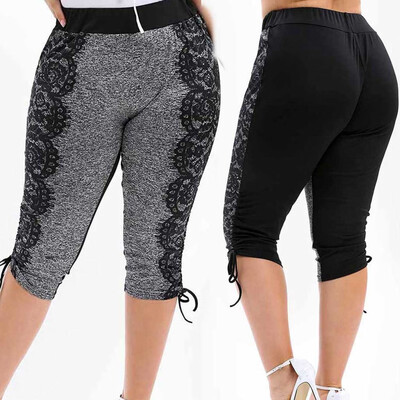 

Tailored Womens Plus Size High Waist Yoga Shorts Lace Calf Length Pants Sport Pants