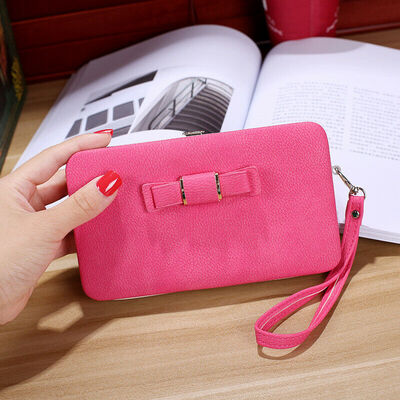 

Women Lady Bowknot Leather Wallet Long Purse Phone Card Holder Clutch Handbag
