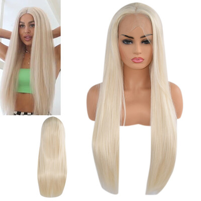 

〖Follure〗Straight Long Synthetic Lace Front Wig Lace Wigs Women Gold Hair Lace Net