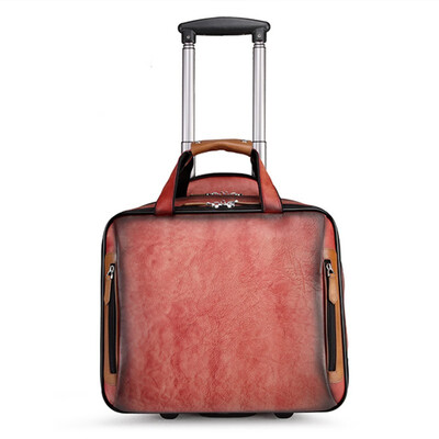 

Retro genuine leather men trolley case business wheel suitcase bag cowhide first layer of travel handbag man luggage laptop bags