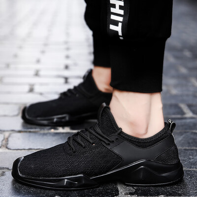 

Autumn new flying woven sneakers mens mesh casual shoes Korean version of the tide increased shoes breathable running mens shoes