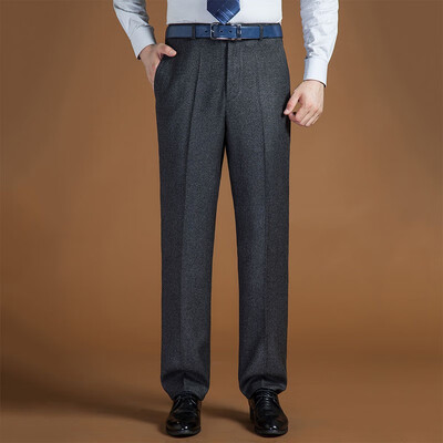 

WENGUANGUO winter thickening plus velvet mens trousers straight high waist free hot loose warm formal suit suit pants 7959