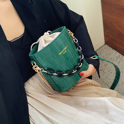 

Ins super fire crossbody bag 2019 new Korean version of the crocodile pattern handbags bucket bag casual wild shoulder bag