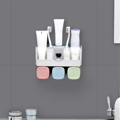 

〖Follure〗Toothpaste Dispenser Toothbrush Holder No Drill Wall Mount Bathroom Storage Rack