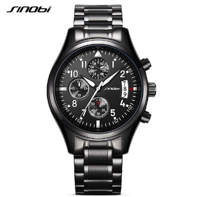 

SINOBI Fashion Casual Quartz Watch 3ATM Water-resistant Men Watches Luminous Wristwatch Male Relogio Musculino Timer Calendar