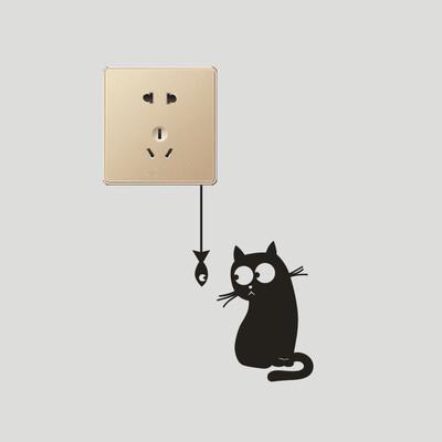 

Gobestart Cute Cat Switch Wall Stickers Light Socket Stickers Room Fridge Sticker